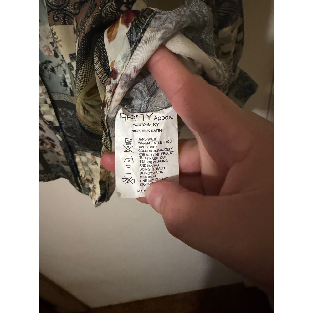 Apny Apparel Silk Patchwork Print Button Down Shi… - image 3